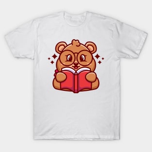 Cute bear reading book cartoon T-Shirt